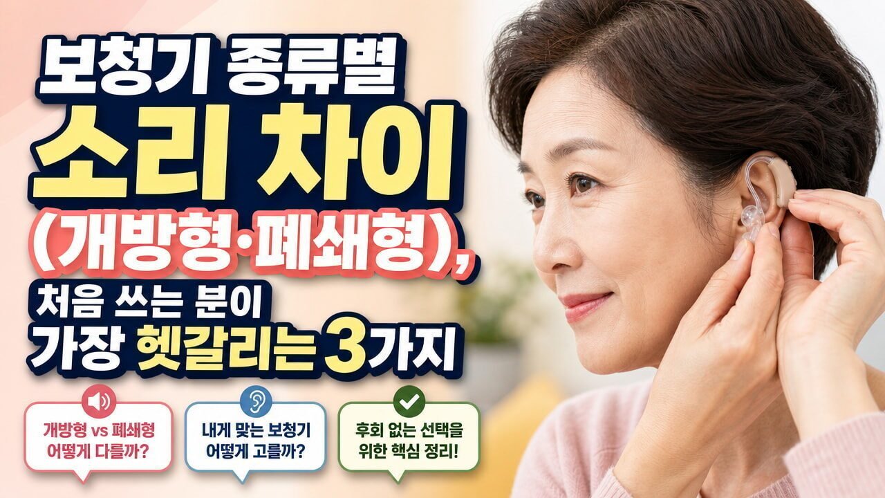 보청기 종류별 소리 차이(개방형·폐쇄형), 처음 쓰는 분이 가장 헷갈리는 3가지