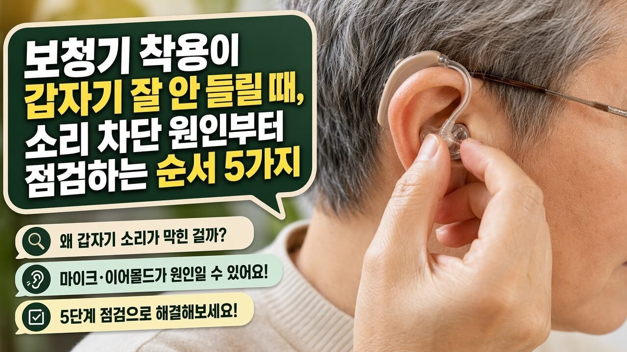 보청기 착용이 갑자기 잘 안 들릴 때, 소리 차단 원인부터 점검하는 순서 5가지