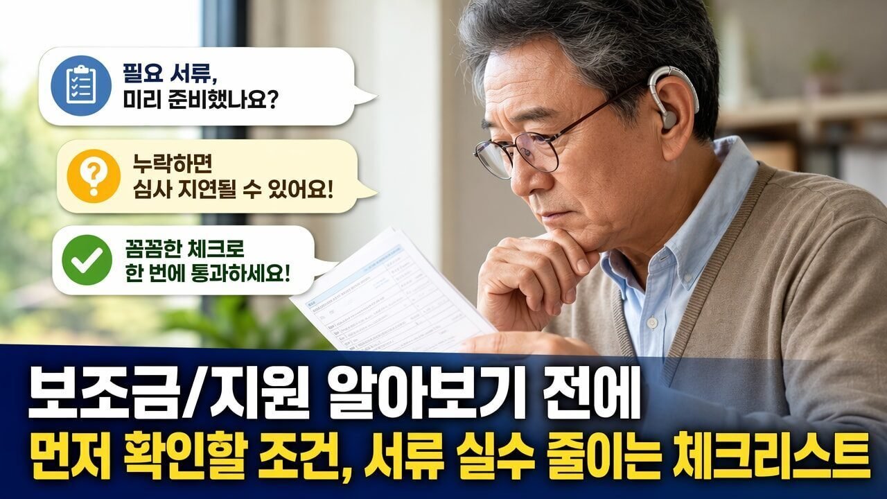 보조금/지원 알아보기 전에 먼저 확인할 조건, 서류 실수 줄이는 체크리스트