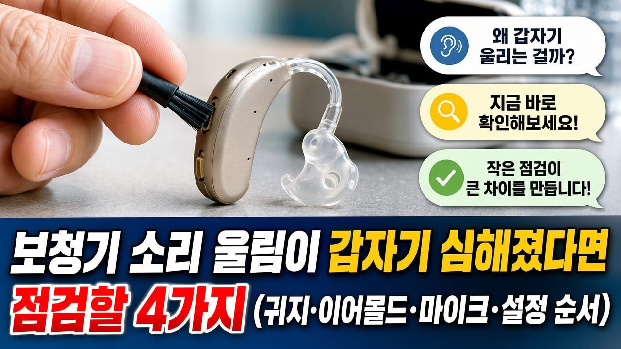 보청기 소리 울림이 갑자기 심해졌다면 점검할 4가지(귀지·이어몰드·마이크·설정 순서)