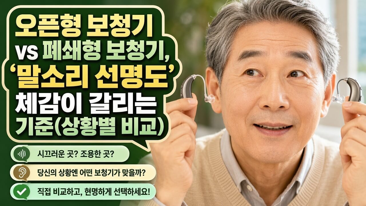 오픈형 보청기 vs 폐쇄형 보청기, ‘말소리 선명도’ 체감이 갈리는 기준(상황별 비교)
